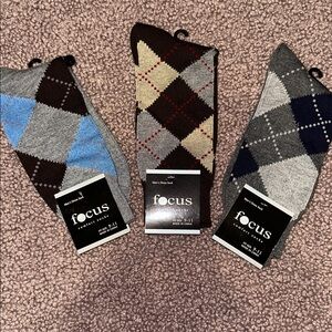 Focus Men's Argyle Dress Socks - Blue, Brown, Gray